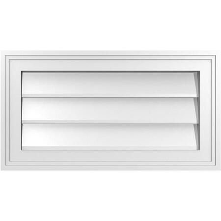 Ekena Millwork Vertical Surface Mount PVC Gable Vnt: Non-Functional, w/2"W x 1-1/2"H, Brickmould Frame, 22"W x 12"H GVPVE22X1202SN